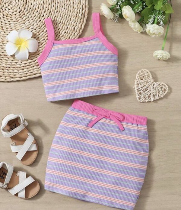 Mini paparazzi striped skirt set